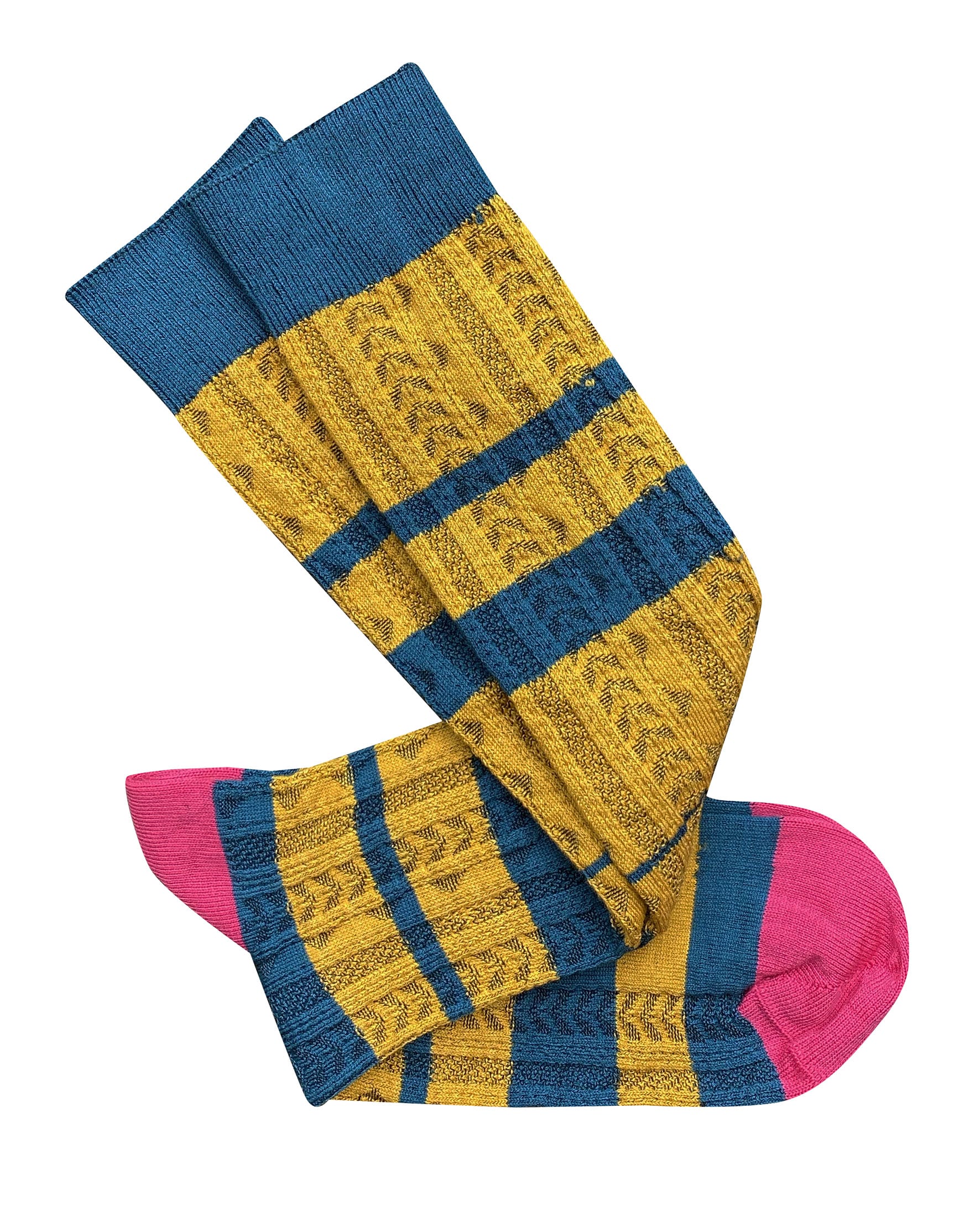 T10 'Long Ensemble Mustard Stripe' Socks - Tightology