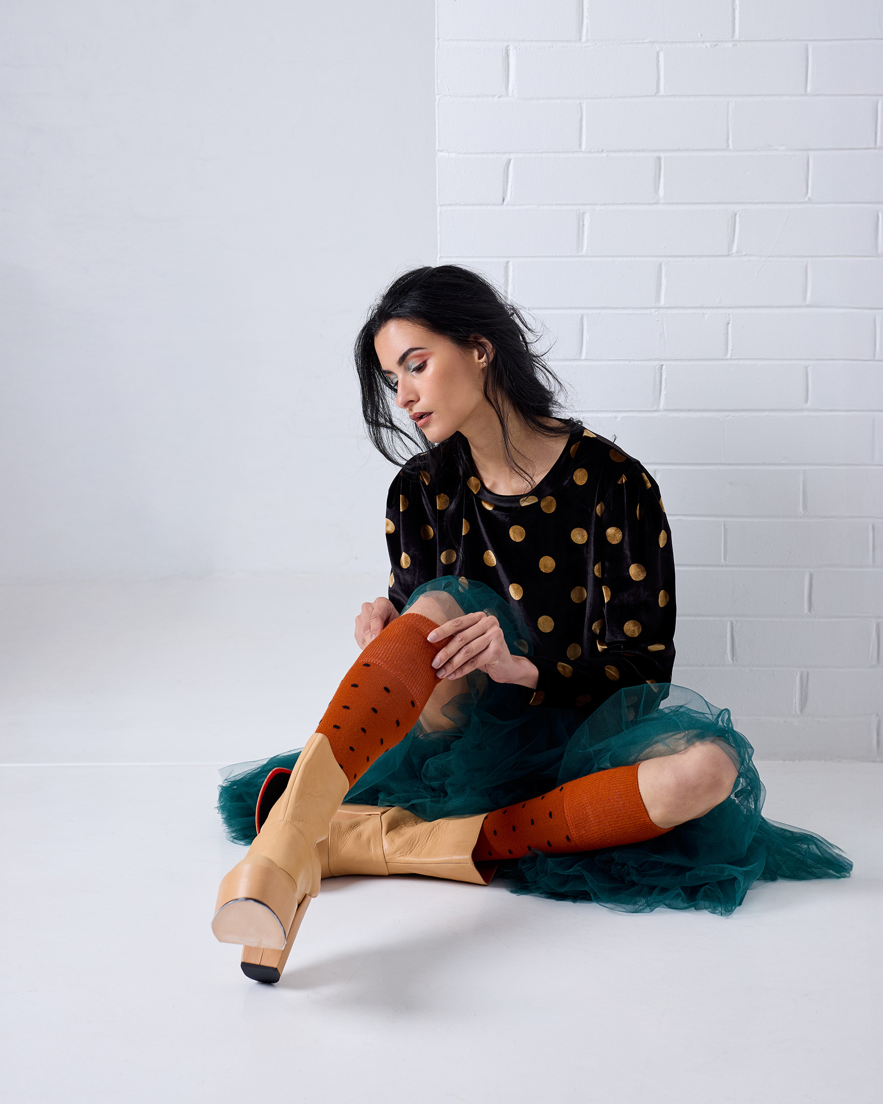 Dotty Paprika Merino Wool Socks