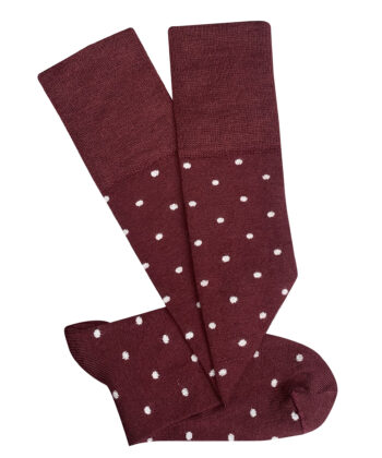 Dotty Merino Wool Socks - Burgundy