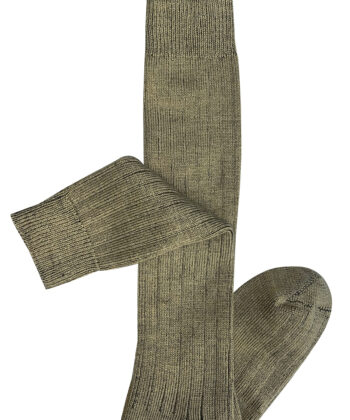 Long Rib Merino Wool Socks - Khaki