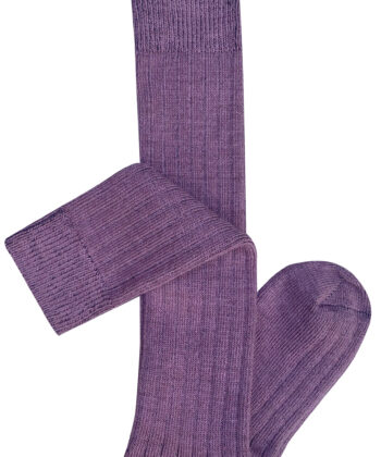 Long Rib Merino Wool Socks - Mauve