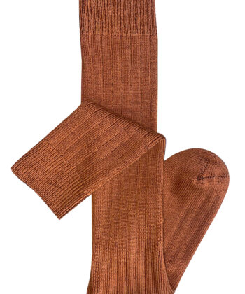 Long Rib Merino Wool Socks - Paprika