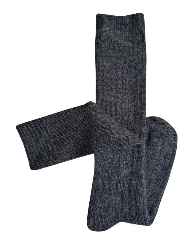 T15 'Long Rib' Charcoal Merino Wool Socks