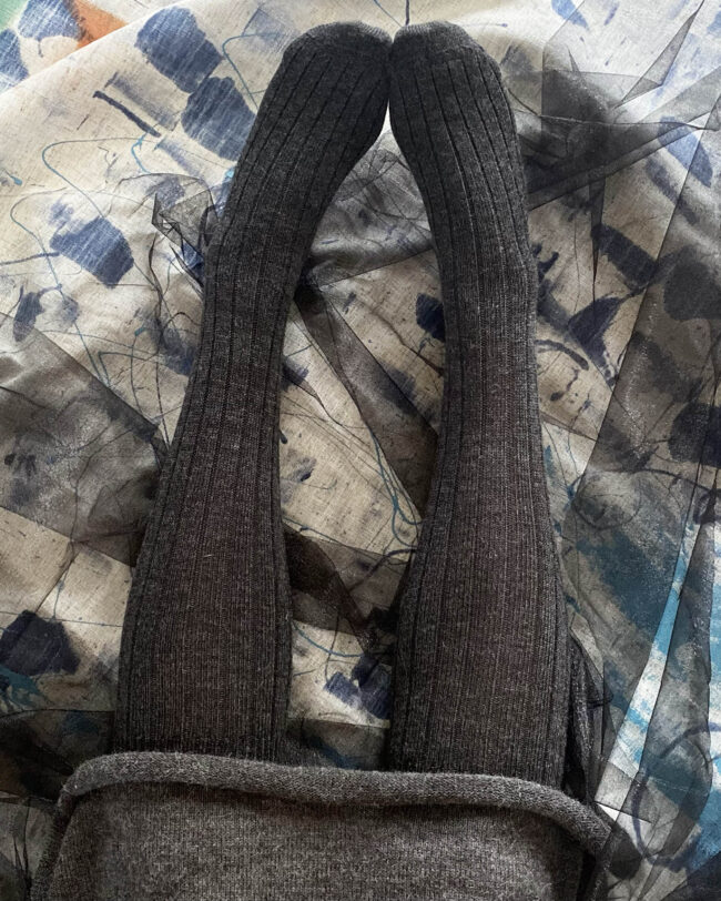 T15 'Long Rib' Charcoal Merino Wool Socks - Image 2