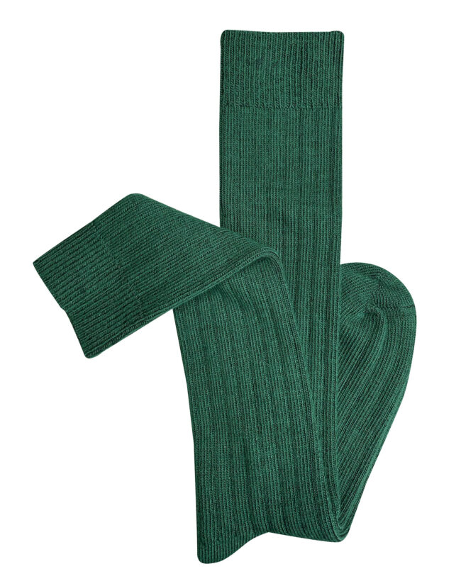 T15 'Long Rib' Green Merino Wool Socks