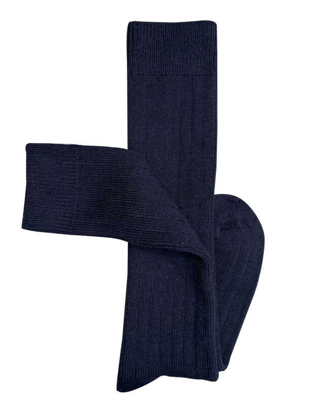 T15 'Long Rib' Navy Merino Wool Socks)