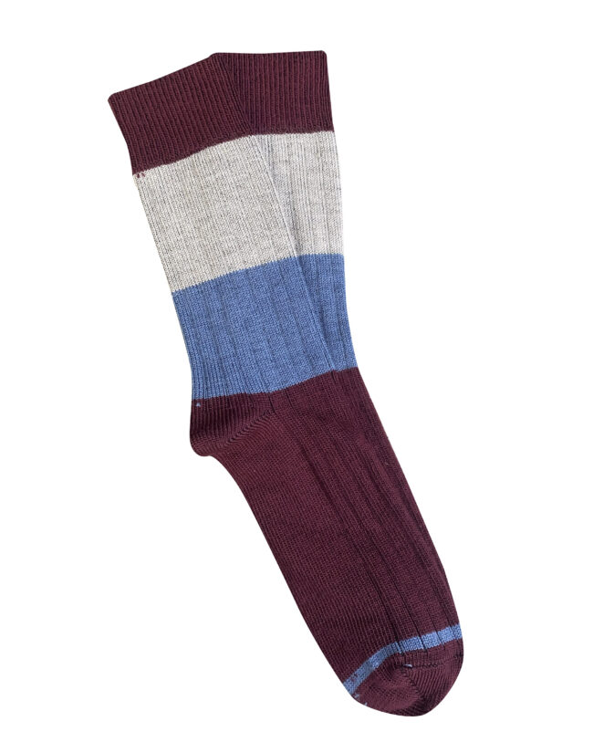 T16 'Chunky Rib' Maroon Merino Wool Socks