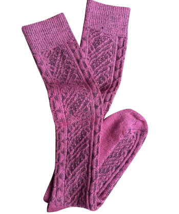 Vintage Long Merino Wool Socks - Fuchsia
