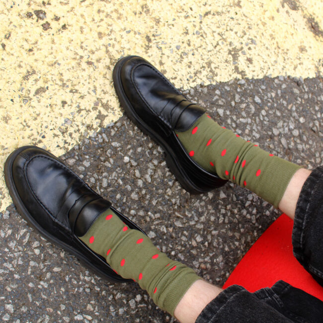 T14 'Spotty' Green Cotton Socks - Image 2