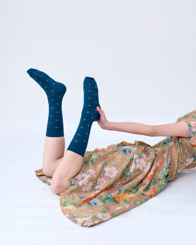 T14 'Spotty' Petrol Cotton Socks - Image 3