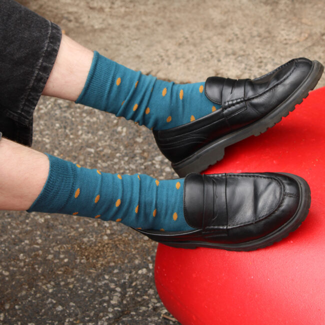 T14 'Spotty' Petrol Cotton Socks - Image 2