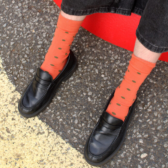 T14 'Spotty' Terracotta Cotton Socks - Image 3