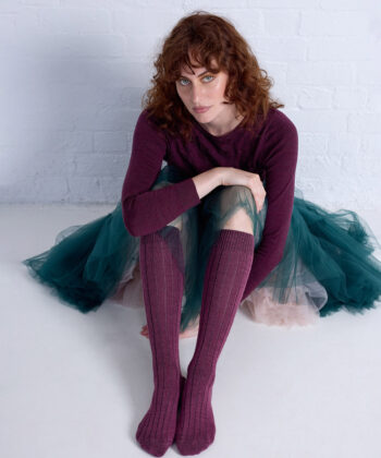 Long Merino Wool Socks in Mauve