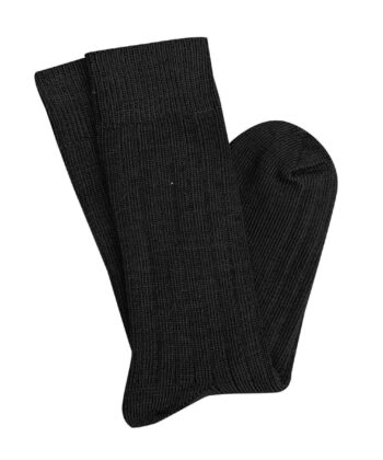 Short Rib Merino Wool Socks - Black