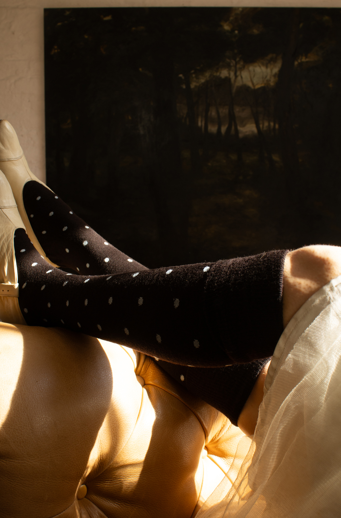 Dotty Merino Wool Socks - Chocolate - Image 3