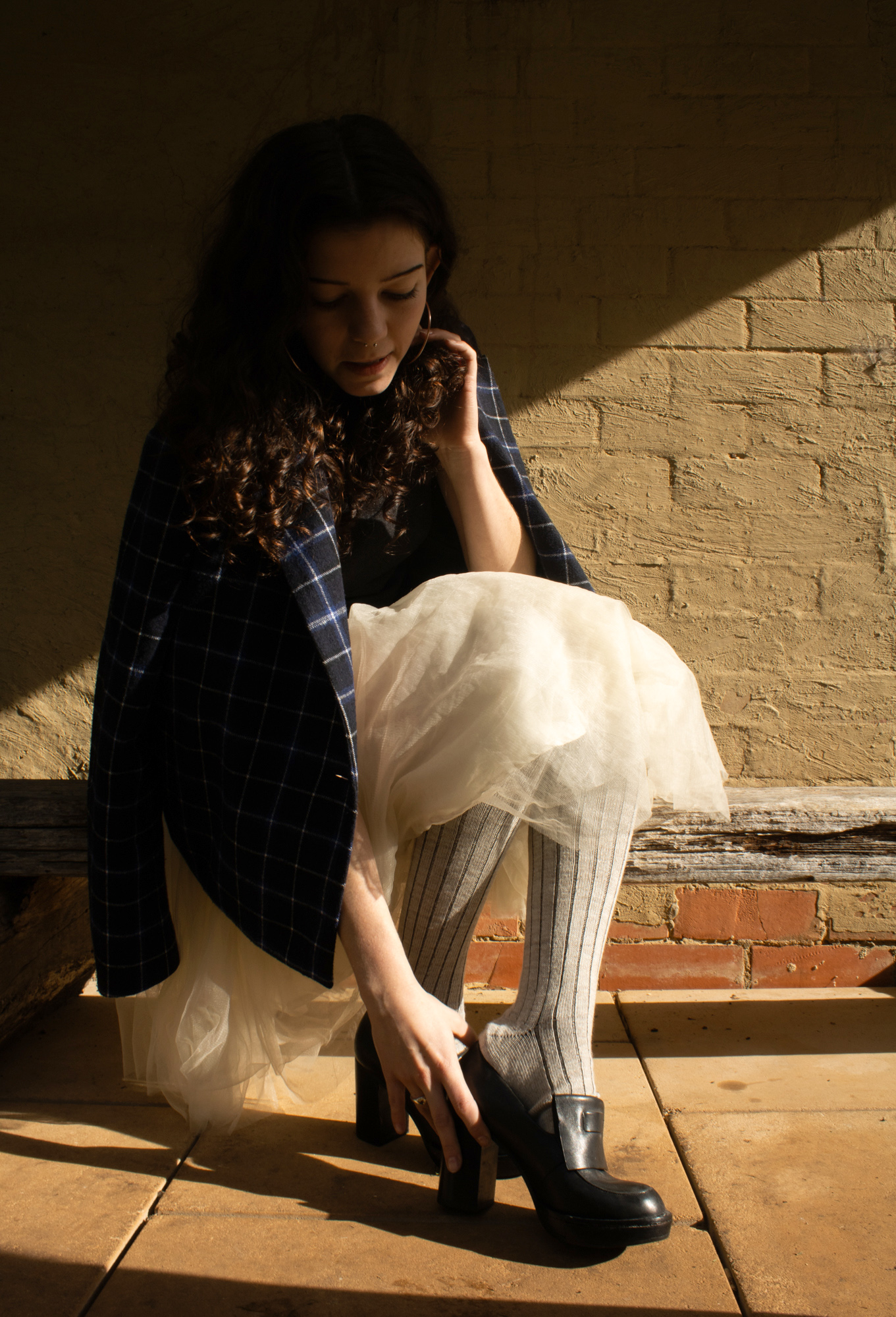 Long Rib Merino Wool Socks - Marble - Image 2