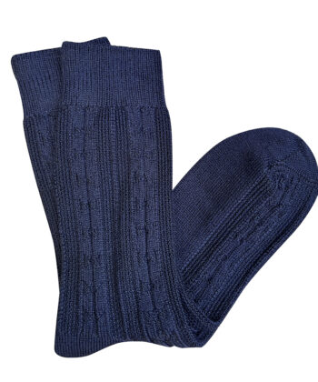 Cable Merino Wool Socks - Midnight