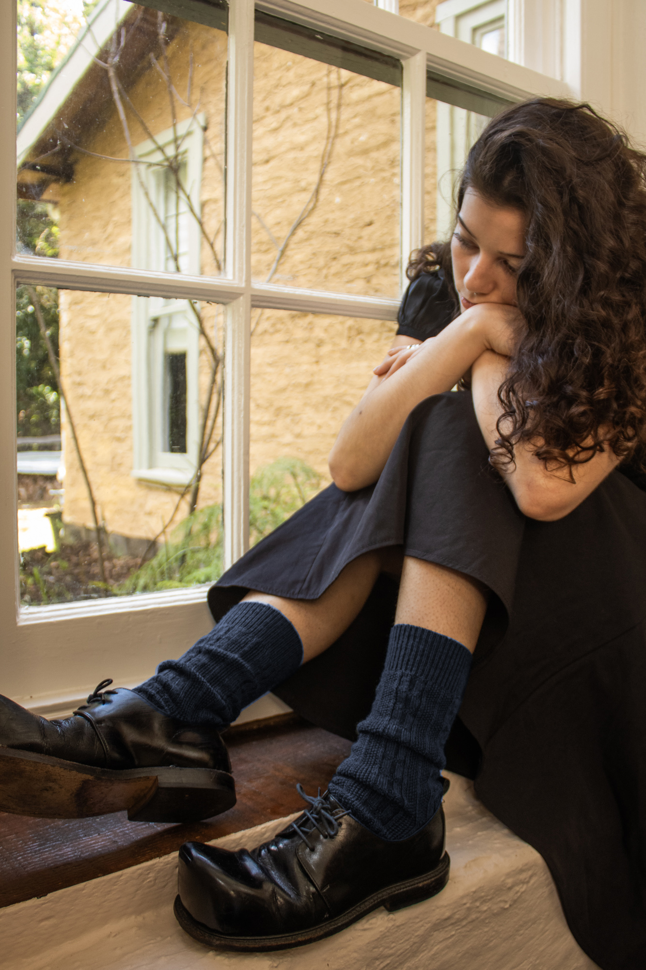 Cable Merino Wool Socks - Midnight - Image 2