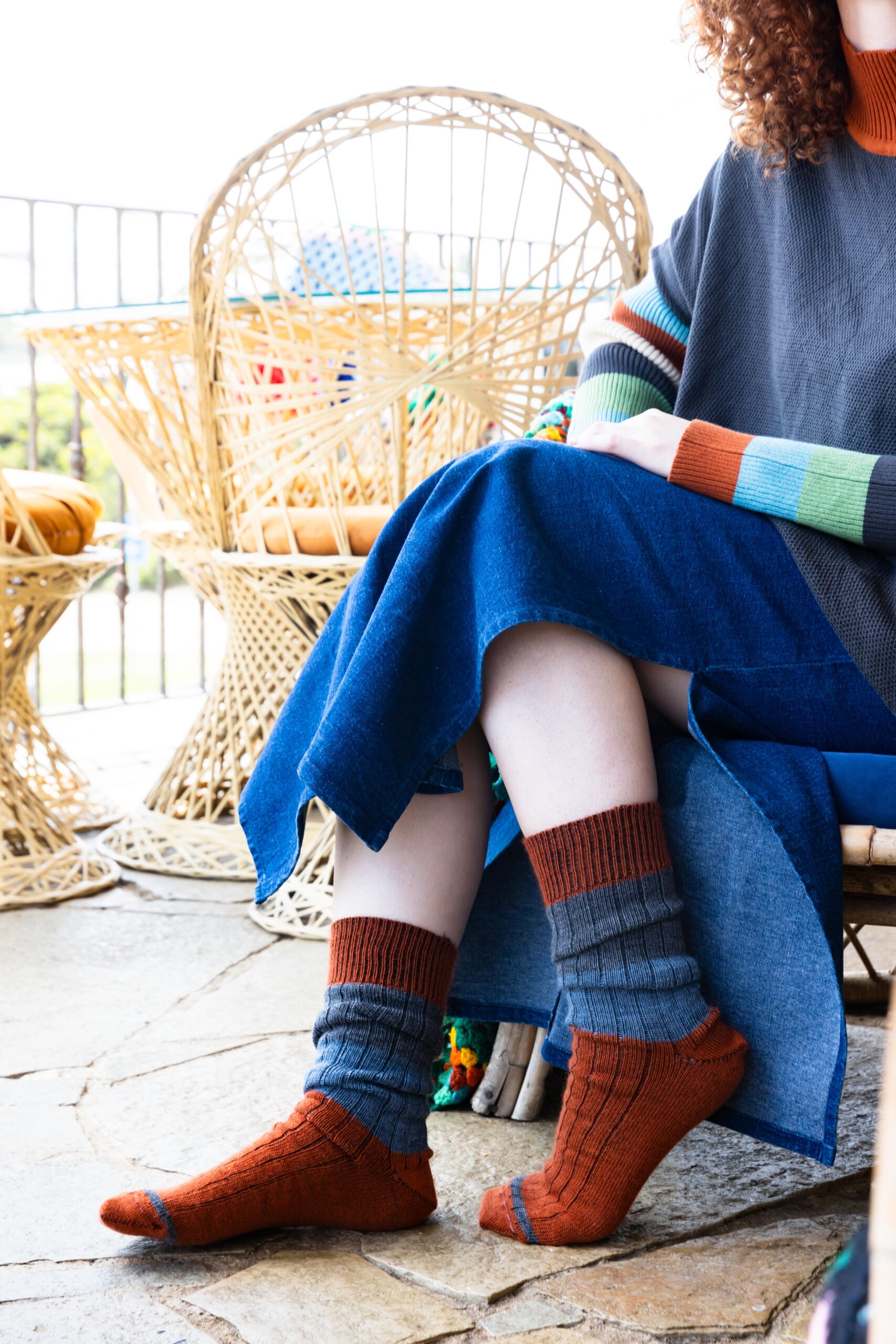 Chunky Rib Merino Wool Socks - Paprika - Image 2